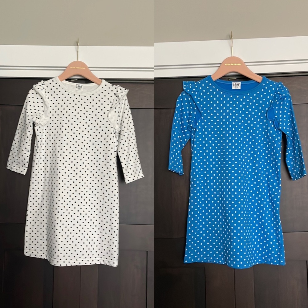 Look CrewCuts Polka Dot 3/4 Sleeve Ruffle Dresses Bundle of 2 Size L 10